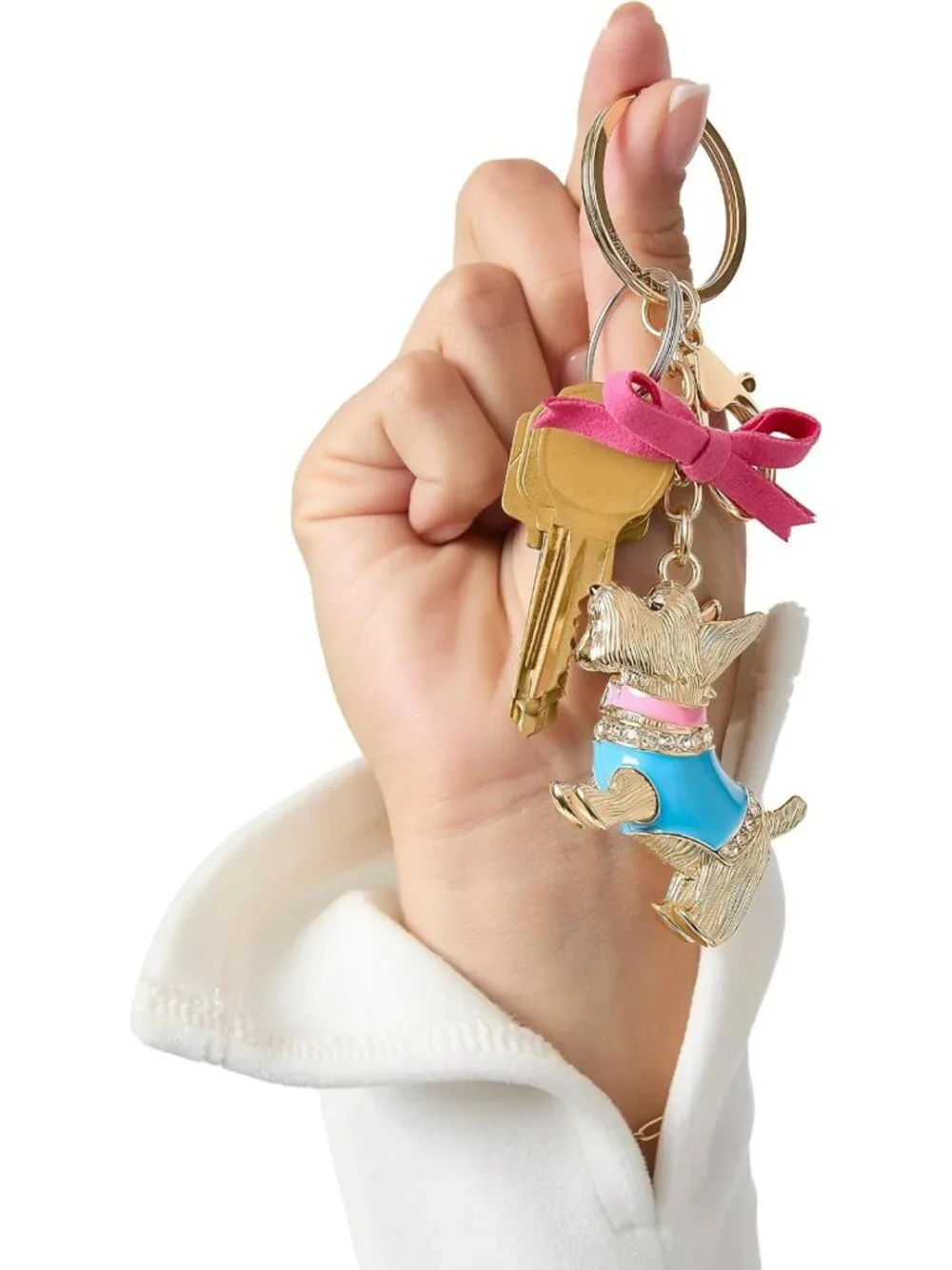 Chic Keychain Charms with Crystals & Faux Pearls | Stylish Gold-Tone Accessories